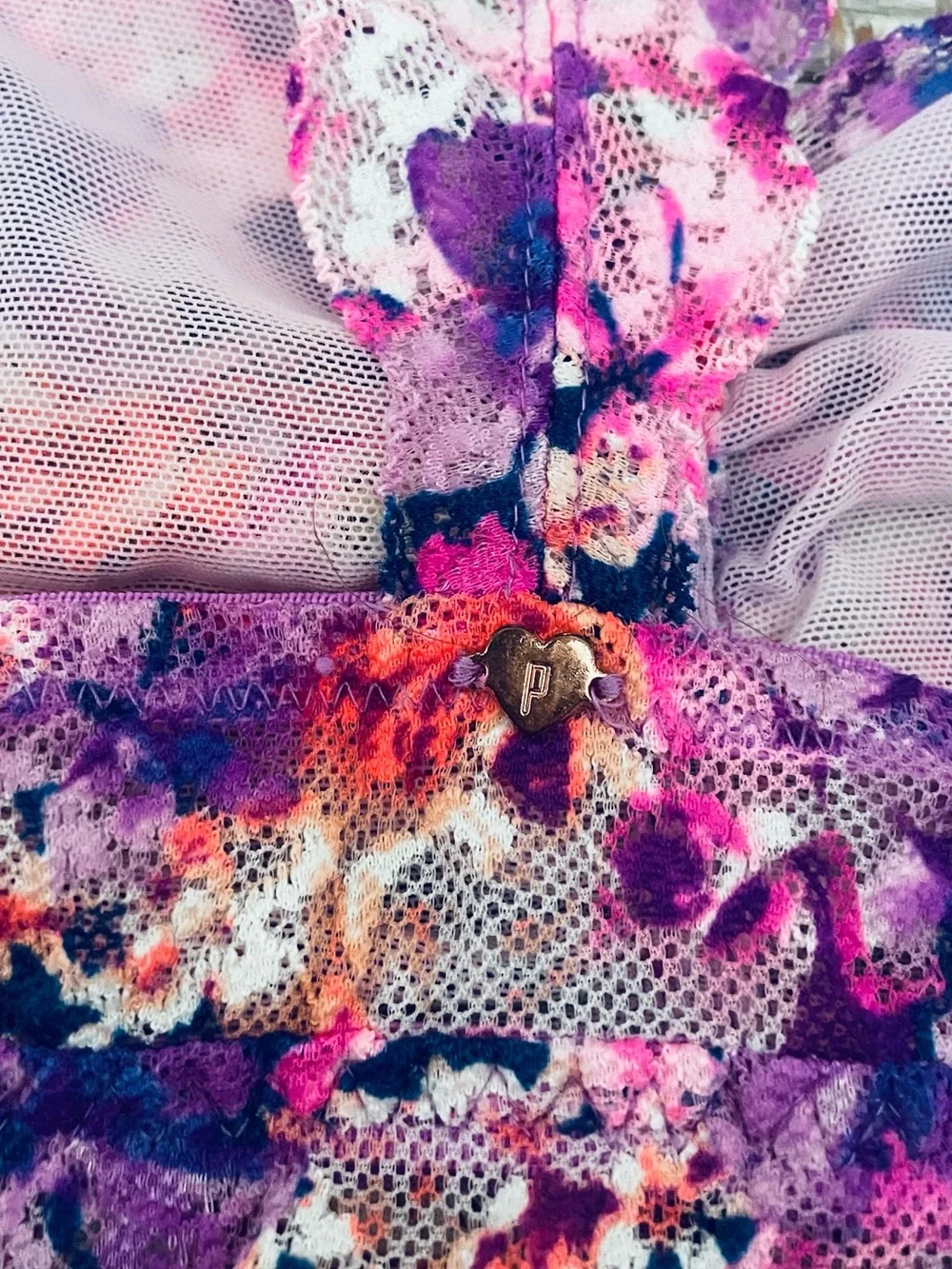 Victoria's Secret Purple Floral Lace One-Piece